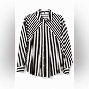 Express Black and White Striped Shirt